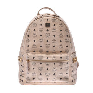 MCM Studded Beige Leather Backpack